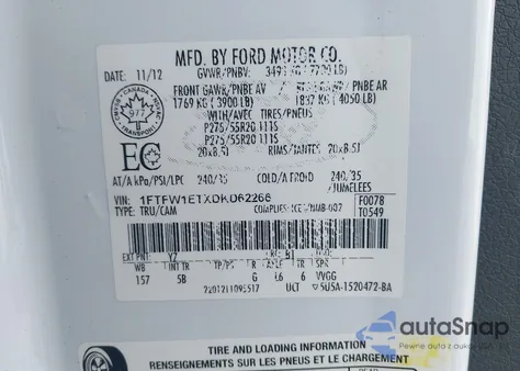 2013 Ford F-150 Fx4 from USA, damaged, VIN 1FTFW1ETXDKD62266